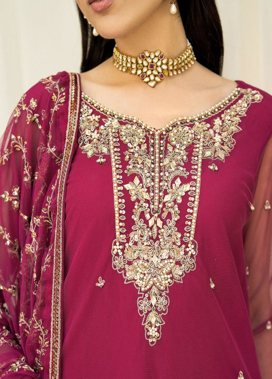 Arzou by Zarif Embroidered Net Suits Unstitched 3 Piece ZF25AF HW-01 Remi - Formal Collection