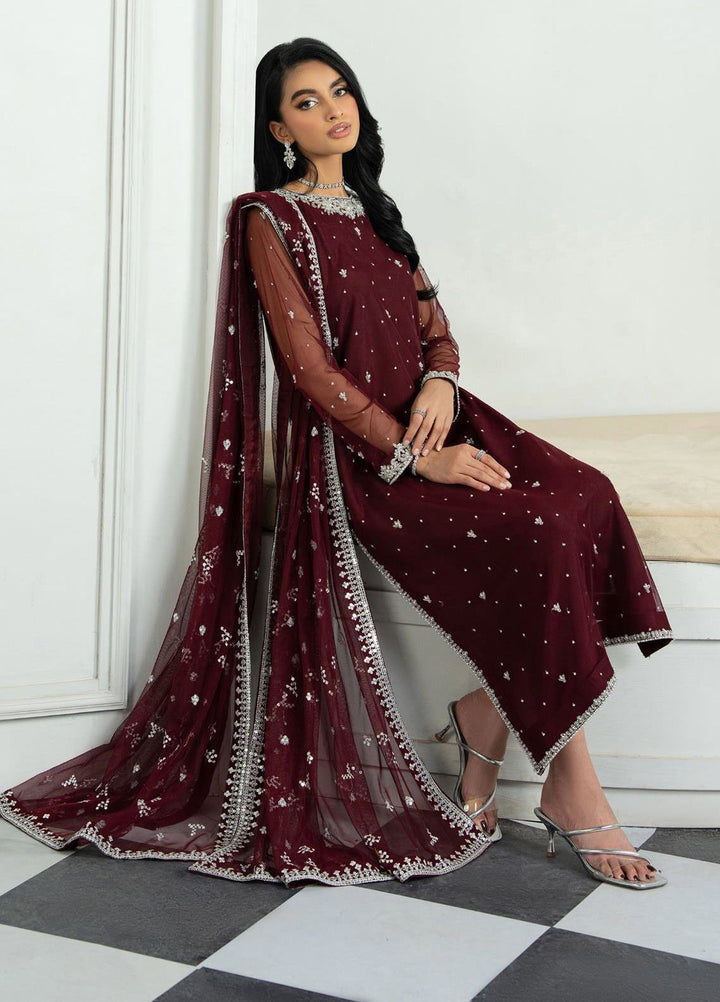 Arzou by Zarif Embroidered Net Suits Unstitched 3 Piece ZF25AF HW-04 Solena - Formal Collection