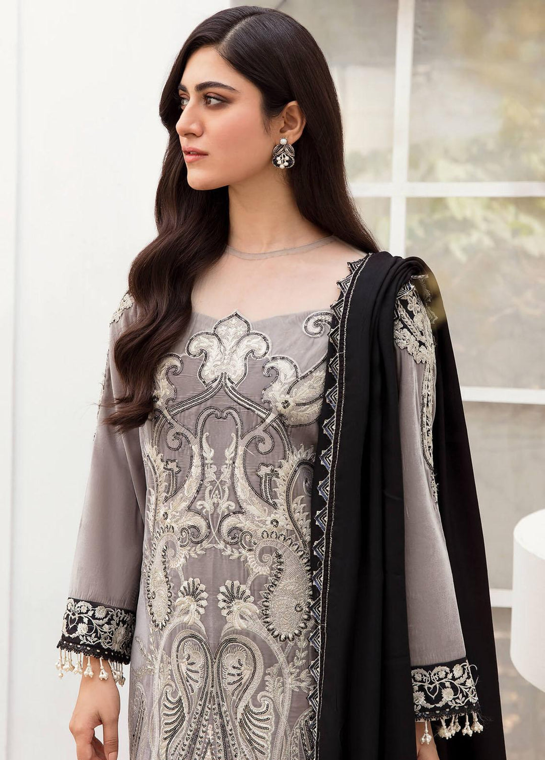 Asifa & Nabeel Embroidered Velvet Suits Unstitched 3 Piece AN22V VC-03 - Luxury Collection