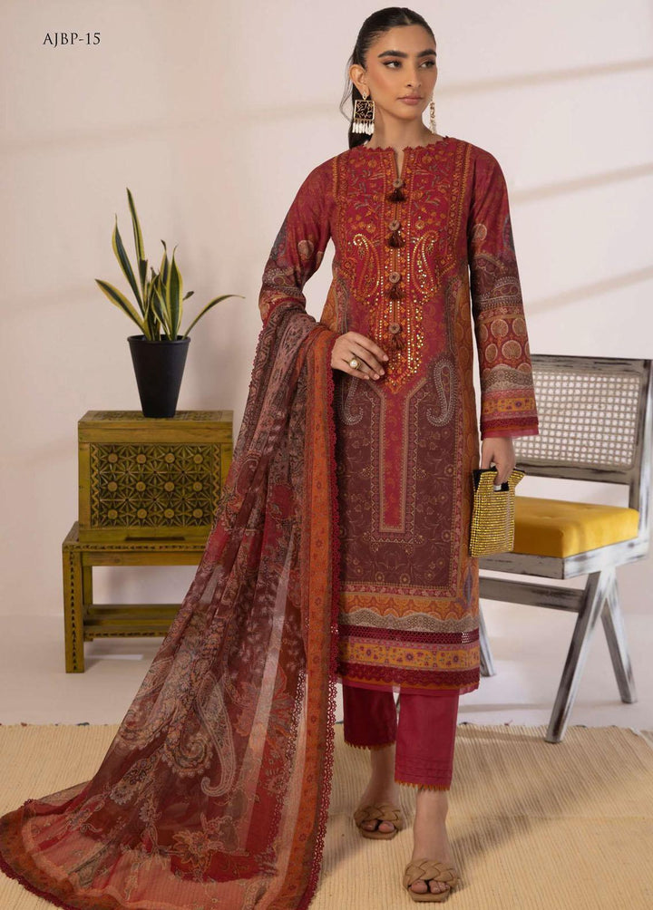 Asim Jofa Embroidered Cambric Suits Unstitched 3 Piece AJ23BP AJBP-15 - Summer Collection