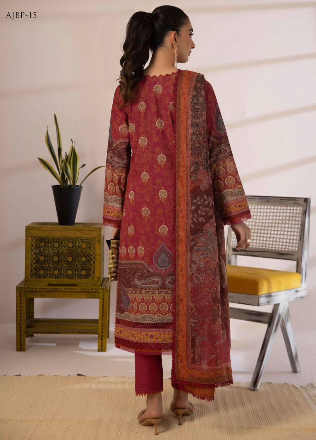 Asim Jofa Embroidered Cambric Suits Unstitched 3 Piece AJ23BP AJBP-15 - Summer Collection