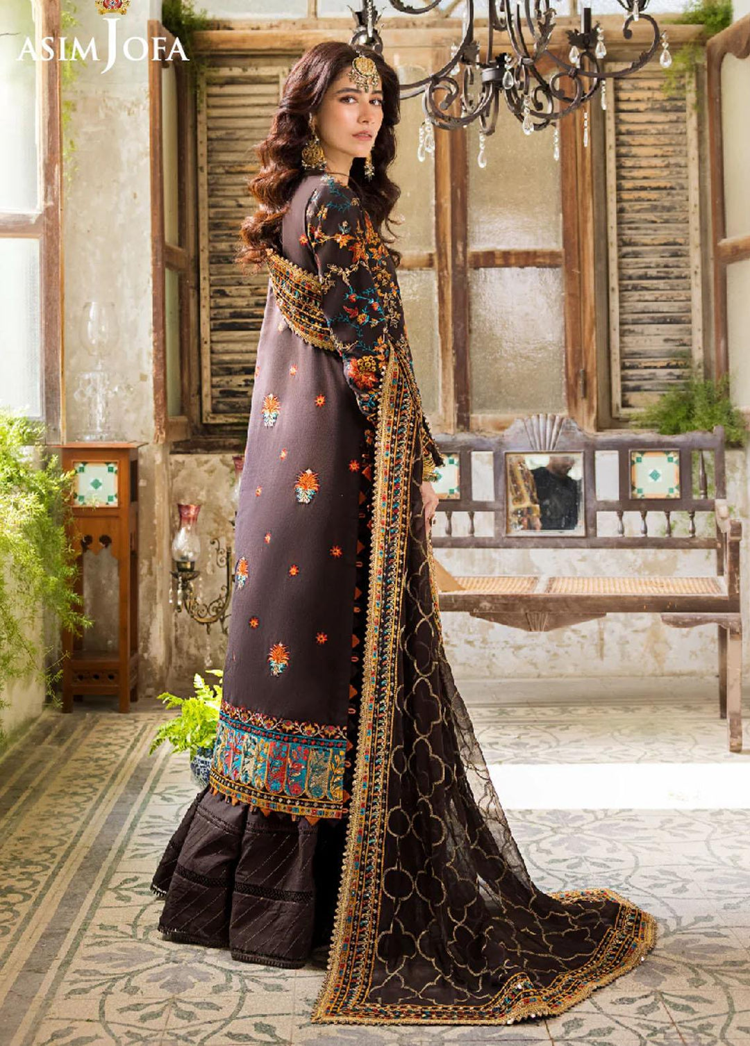 Asim Jofa Embroidered Lawn Suits Unstitched 3 Piece AJ23EL AJLR-01 - Luxury Lawn Collection