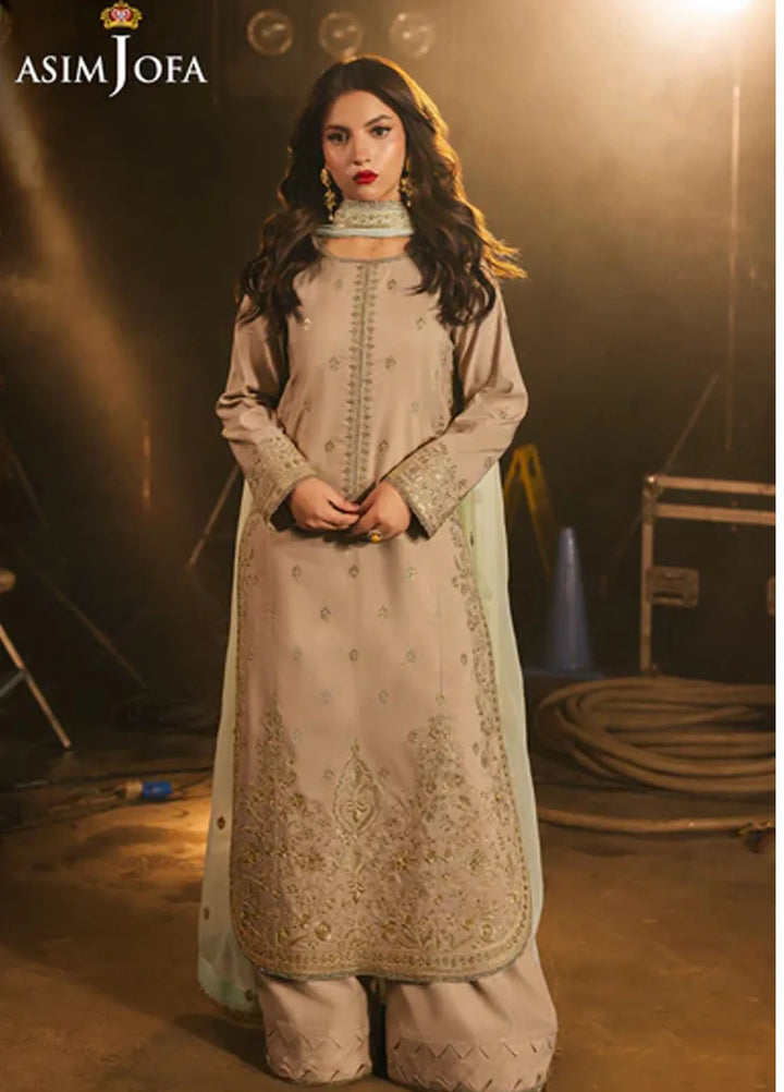 Asim Jofa Embroidered Boski Silk Suits Unstitched 3 Piece AJ25LF AJLF-13 - Festive Collection