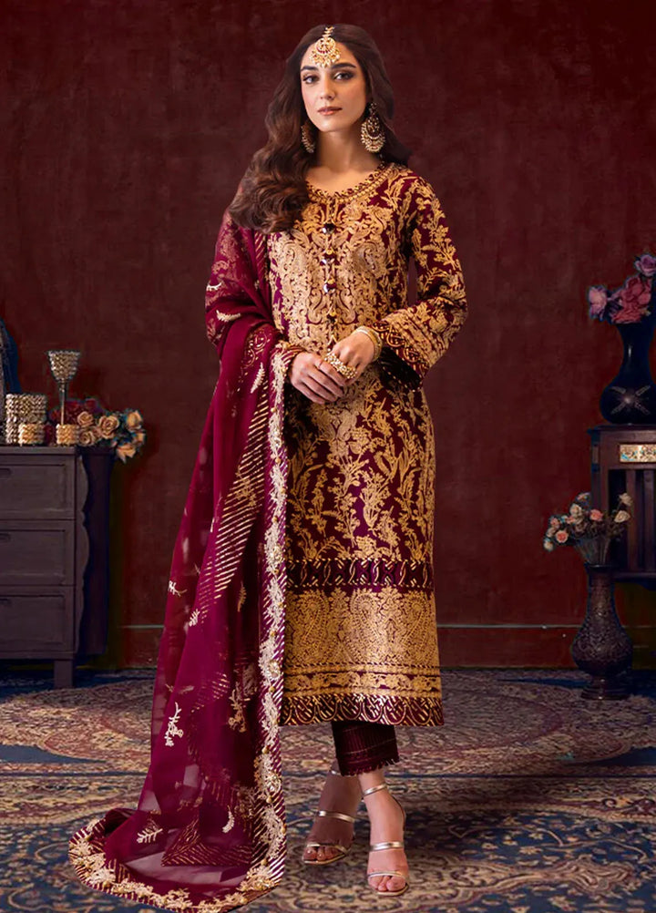 Asim Jofa Embroidered Cambric Suits Unstitched 3 Piece AJ24LE AJFILE-03 - Fall Collection