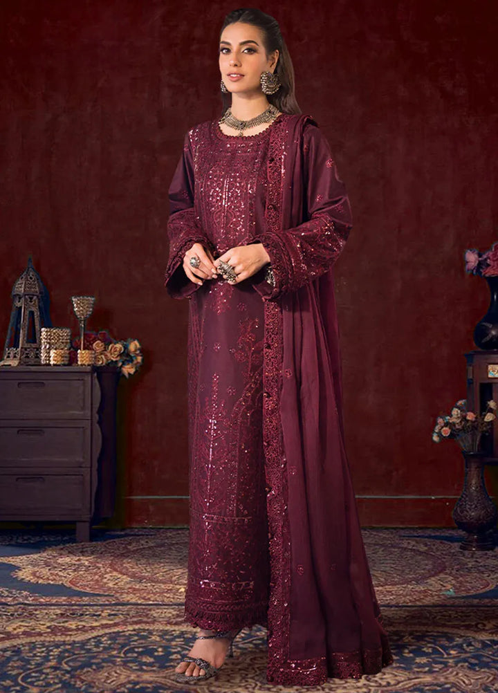Asim Jofa Embroidered Cambric Suits Unstitched 3 Piece AJ24LE AJFILE-09 - Fall Collection