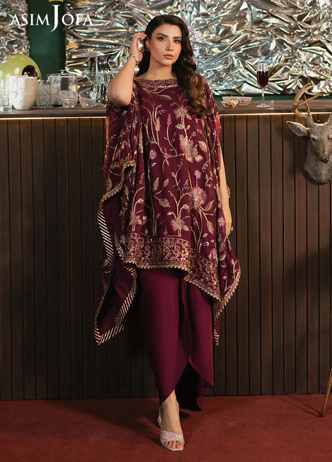 Asim Jofa Embroidered Chiffon Suits Unstitched 2 Piece AJ25PF AJPF-04 - Festive Collection