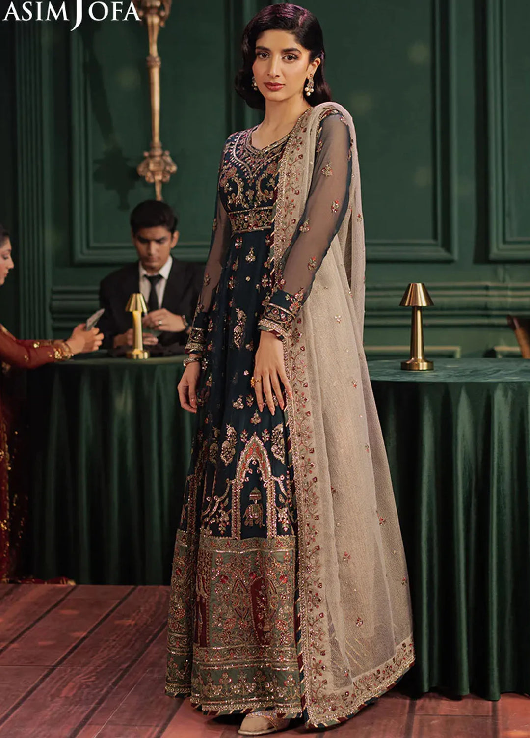 Asim Jofa Embroidered Chiffon Suits Unstitched 2 Piece AJ25PF AJPF-39 - Festive Collection