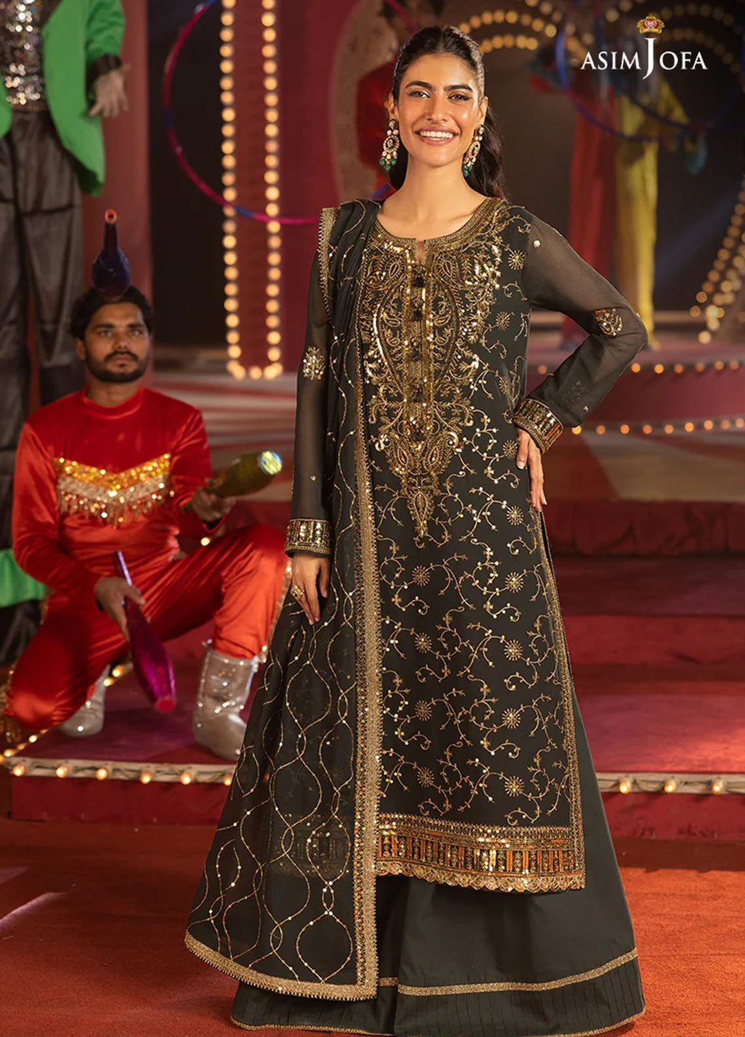 Asim Jofa Embroidered Chiffon Suits Unstitched 3 Piece AJ25LD AJLLF-02 - Festive Collection