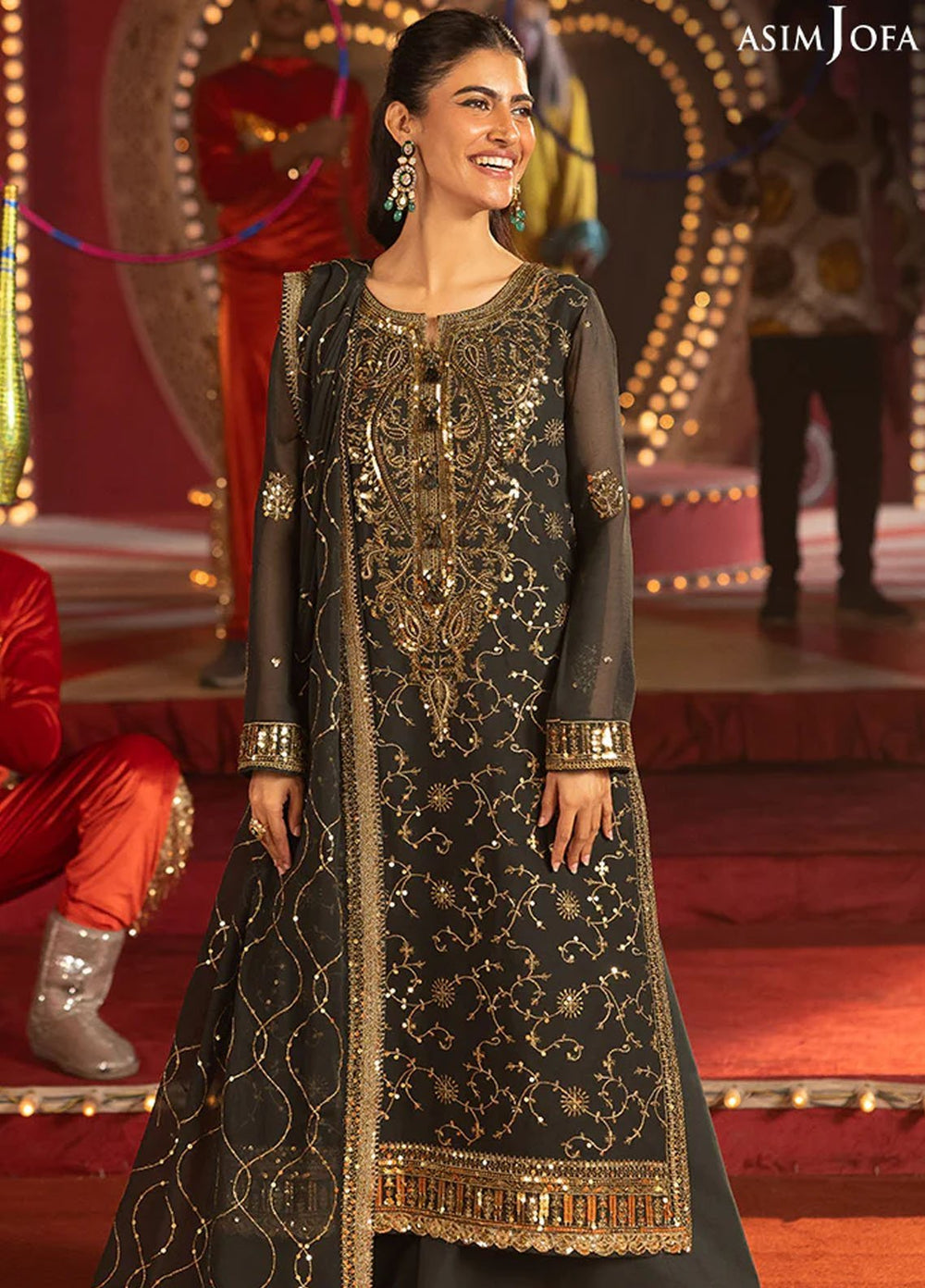 Asim Jofa Embroidered Chiffon Suits Unstitched 3 Piece AJ25LD AJLLF-02 - Festive Collection