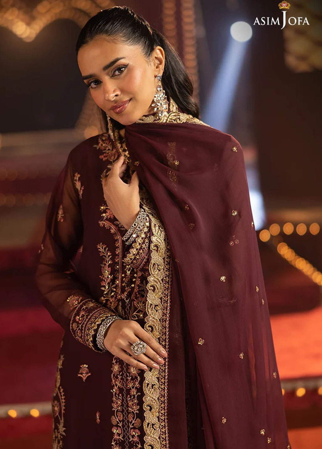 Asim Jofa Embroidered Chiffon Suits Unstitched 3 Piece AJ25LD AJLLF-04 - Festive Collection