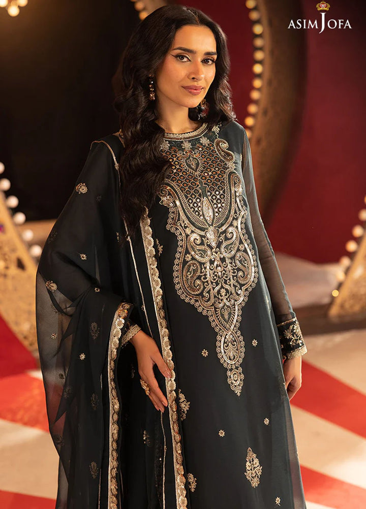 Asim Jofa Embroidered Chiffon Suits Unstitched 3 Piece AJ25LD AJLLF-08 - Festive Collection