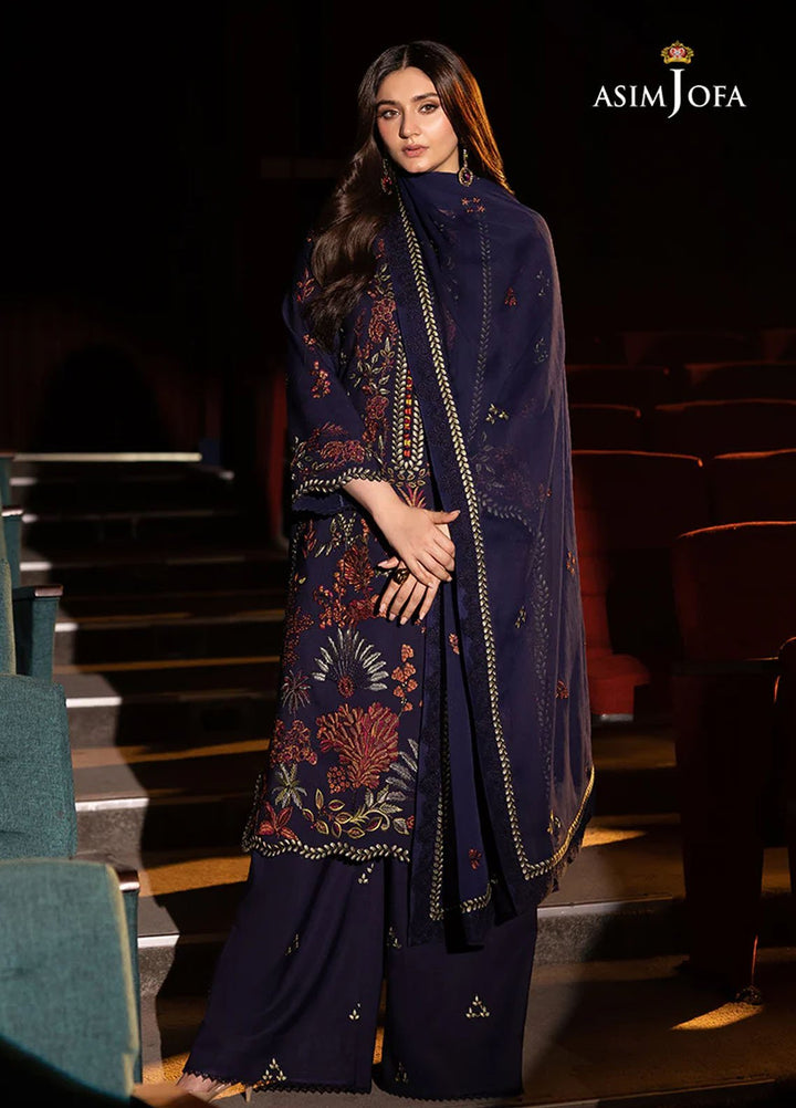Asim Jofa Embroidered Chiffon Suits Unstitched 3 Piece AJ25LD AJLLF-12 - Festive Collection