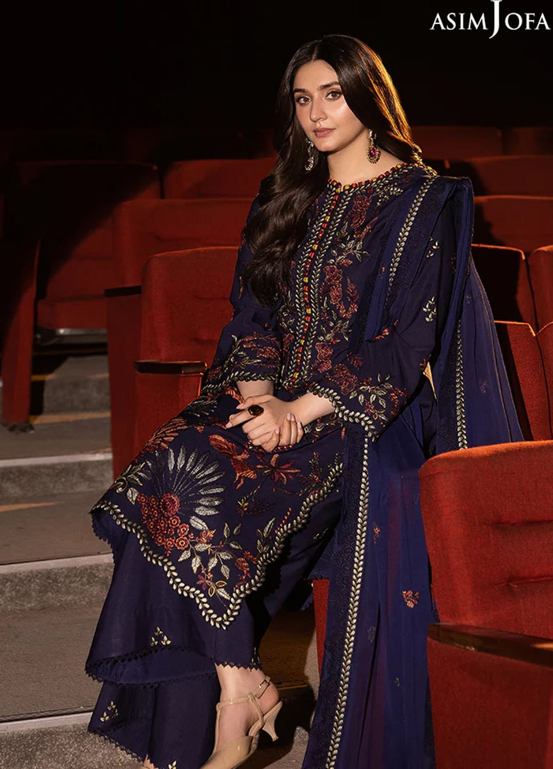 Asim Jofa Embroidered Chiffon Suits Unstitched 3 Piece AJ25LD AJLLF-12 - Festive Collection