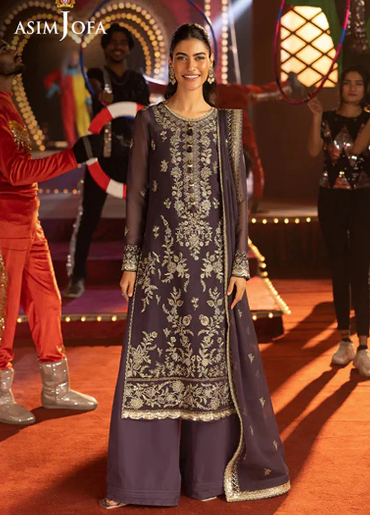 Asim Jofa Embroidered Chiffon Suits Unstitched 3 Piece AJ25LF AJLF-01 - Festive Collection