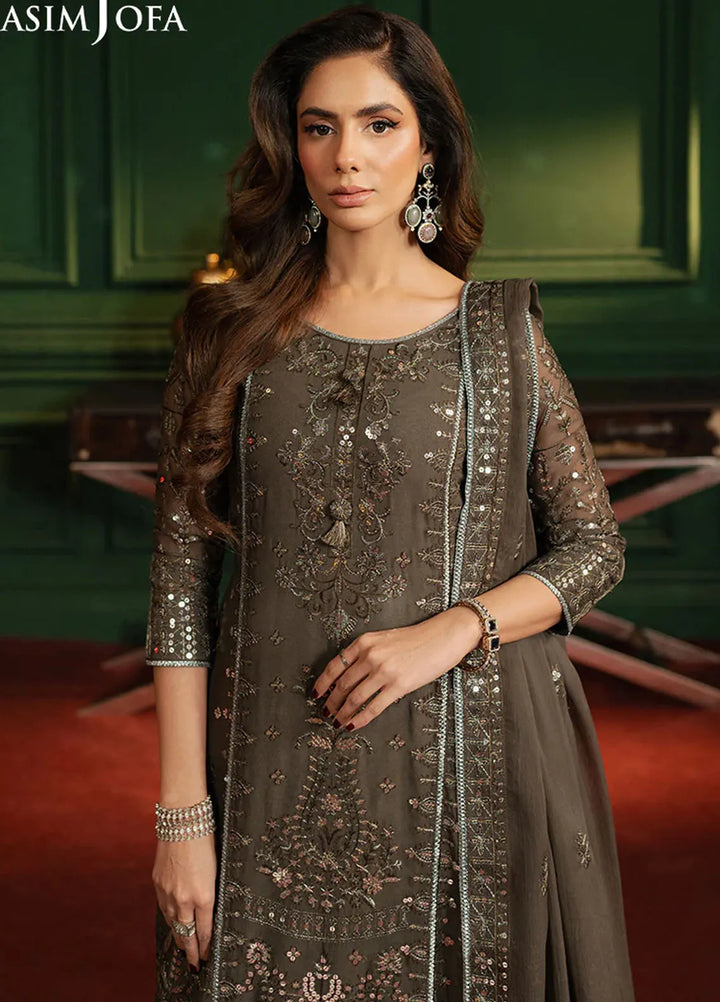 Asim Jofa Embroidered Chiffon Suits Unstitched 3 Piece AJ25PF AJPF-21 - Festive Collection