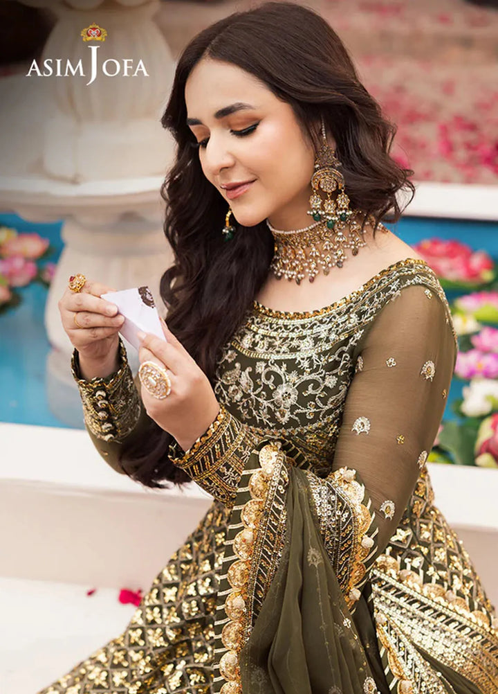 Asim Jofa Embroidered Chiffon Unstitched Suit 3 Piece AJ24CE AJCE-08 - Formal Collection