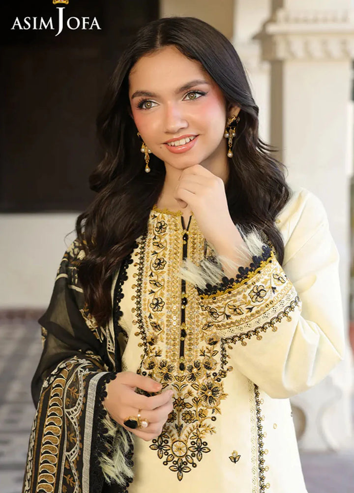 Asim Jofa Embroidered Dobby Suits Unstitched 3 Piece AJ25FE AJUBF-17 - Summer Collection