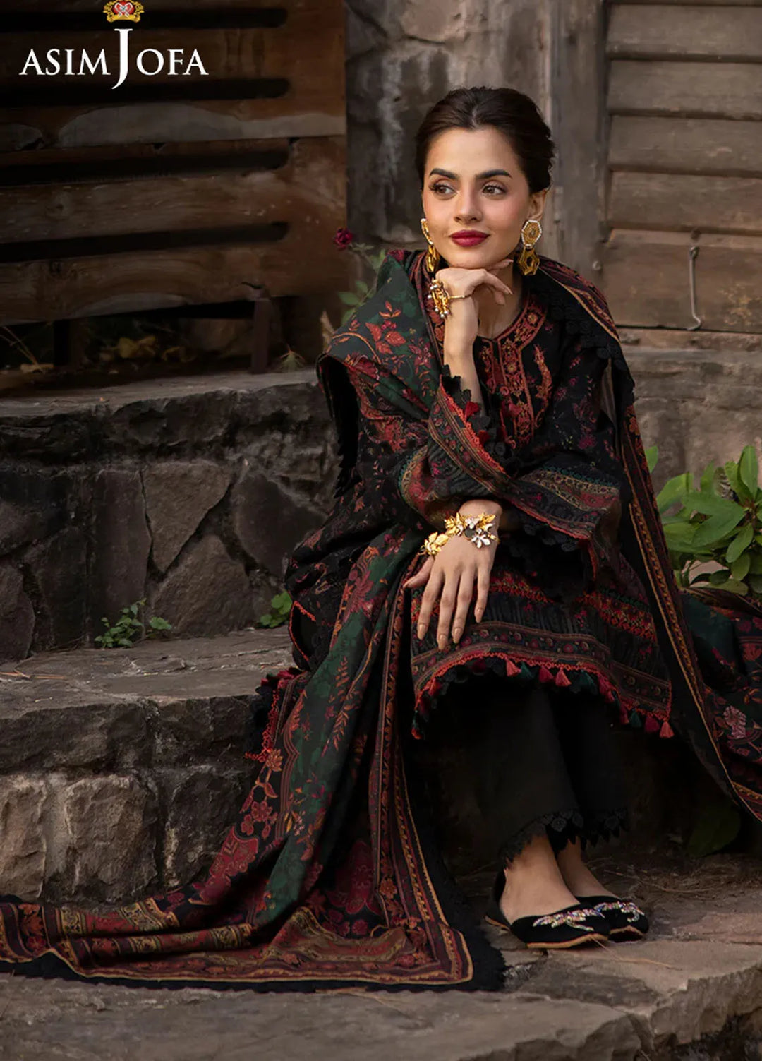 Asim Jofa Embroidered Khaddar Suits Unstitched 3 Piece AJ24UW AJUW-09 - Winter Collection