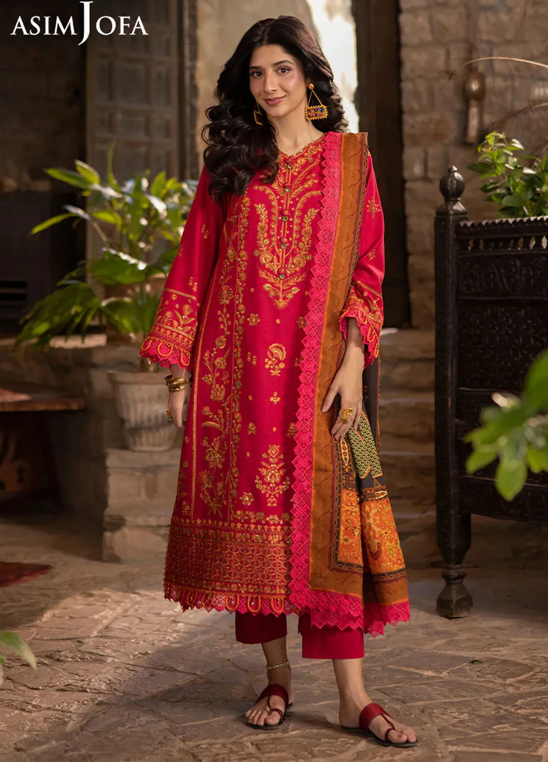 Asim Jofa Embroidered Khaddar Suits Unstitched 3 Piece AJ24UW AJUW-12 - Winter Collection