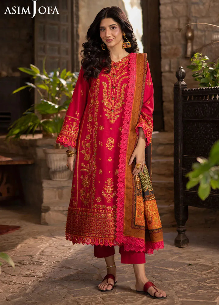 Asim Jofa Embroidered Khaddar Suits Unstitched 3 Piece AJ24UW AJUW-12 - Winter Collection