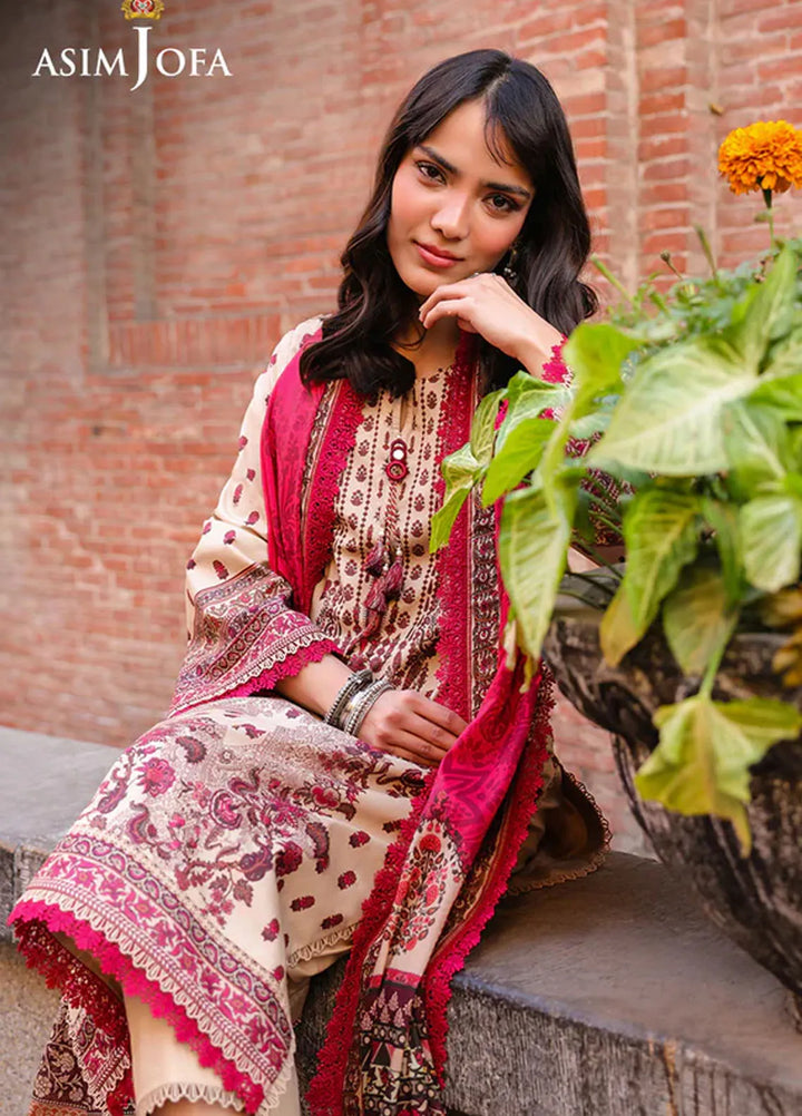 Asim Jofa Embroidered Lawn Suits Unstitched 2 Piece AJ25FE AJUBF-55 - Summer Collection