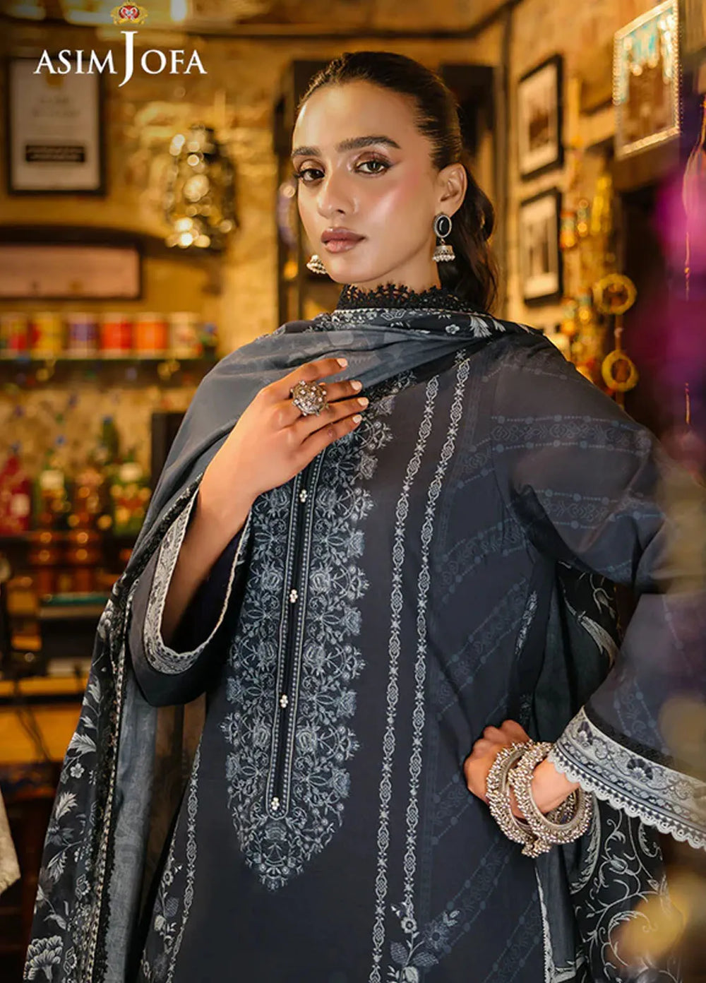 Asim Jofa Embroidered Lawn Suits Unstitched 3 Piece AJ25FE AJUBF-76 - Summer Collection