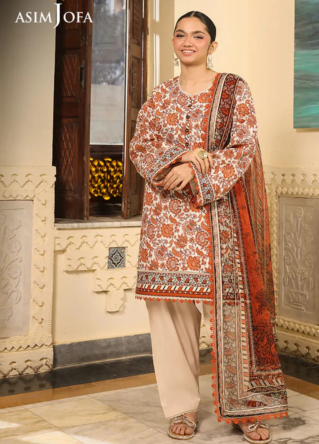 Asim Jofa Embroidered Lawn Suits Unstitched 3 Piece AJ25FE AJUBF-89 - Summer Collection