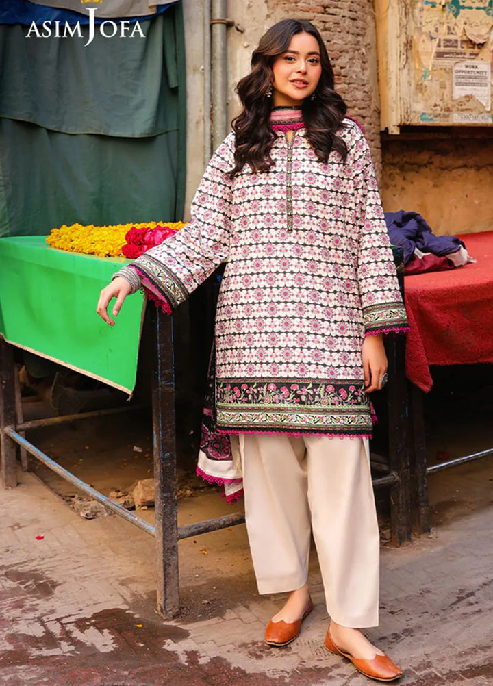 Asim Jofa Embroidered Lawn Suits Unstitched 3 Piece AJ25FE AJUBF-91 - Summer Collection