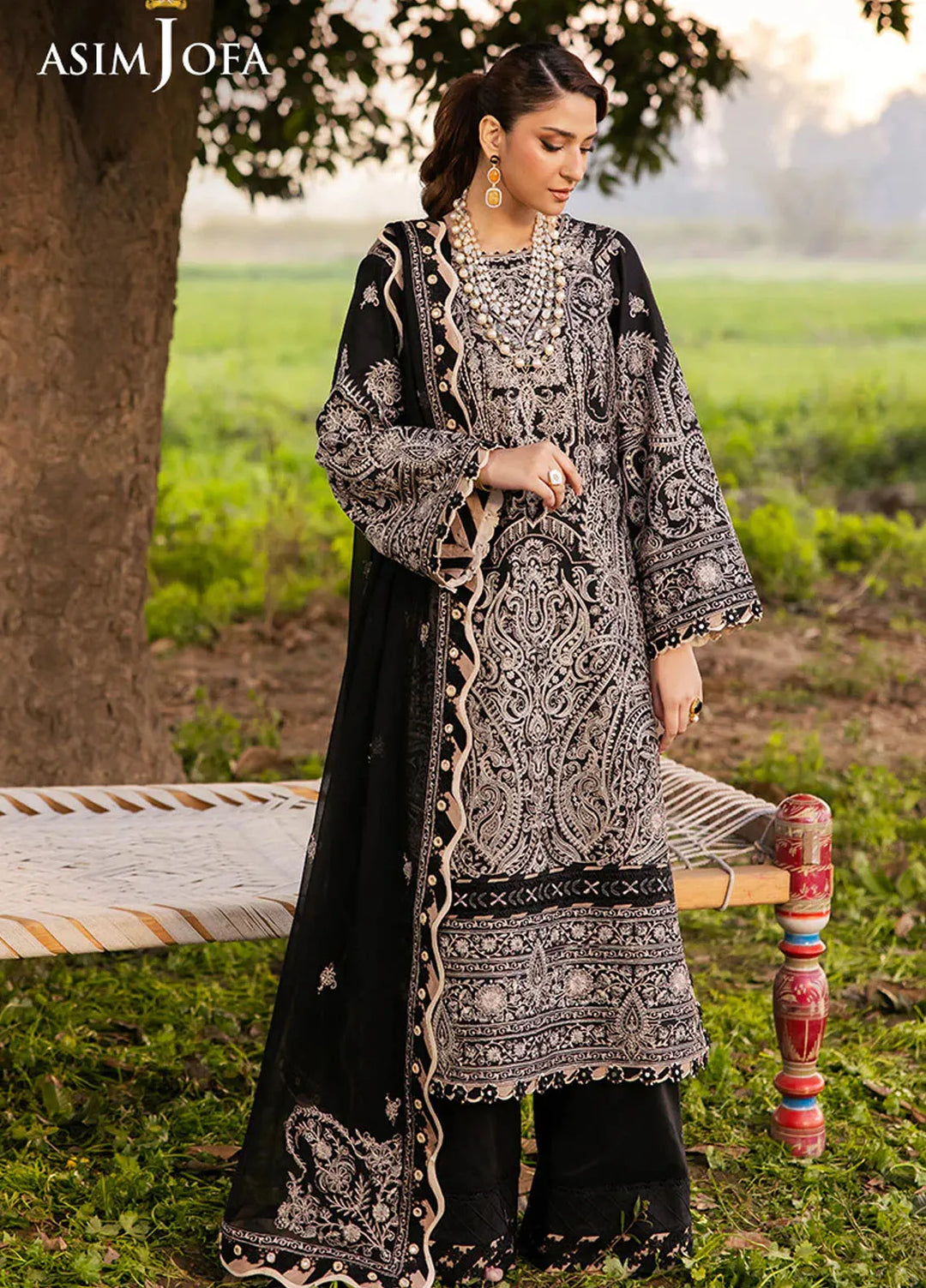 Asim Jofa Embroidered Lawn Suits Unstitched 3 Piece AJ25LL AJELL-03-UNS - Summer Collection