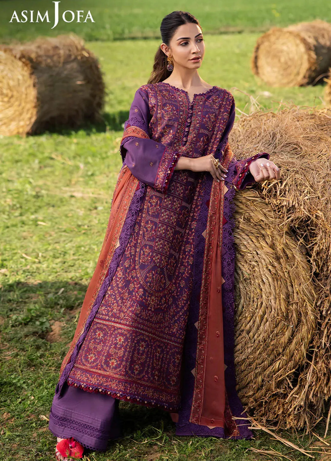 Asim Jofa Embroidered Lawn Suits Unstitched 3 Piece AJ25LL AJELL-13-UNS - Summer Collection