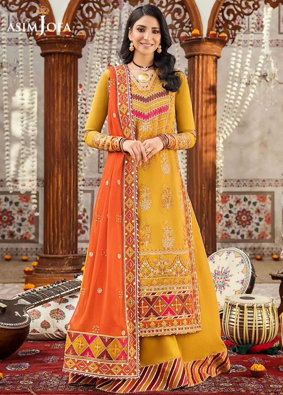 Asim Jofa Embroidered Lawn Unstitched Suit 3 Piece AJ23EL AJLR-03 - Luxury Lawn Collection