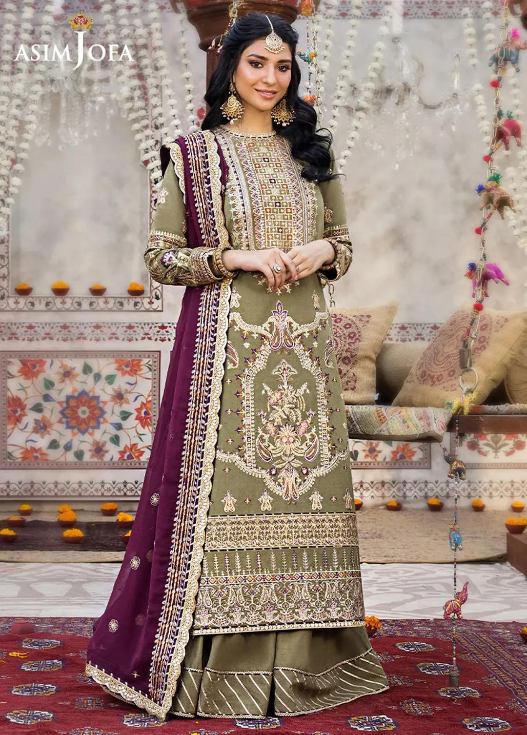 Asim Jofa Embroidered Lawn Unstitched Suit 3 Piece AJ23EL AJLR-06 - Luxury Lawn Collection