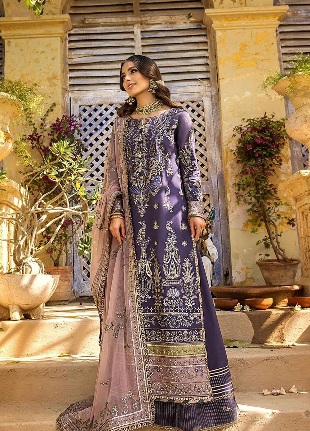 Asim Jofa Embroidered Lawn Unstitched Suit 3 Piece AJ23EL AJLR-16 - Luxury Lawn Collection