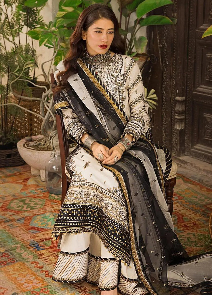 Asim Jofa Embroidered Lawn Unstitched Suit 3 Piece AJ23EL AJLR-18 - Luxury Lawn Collection