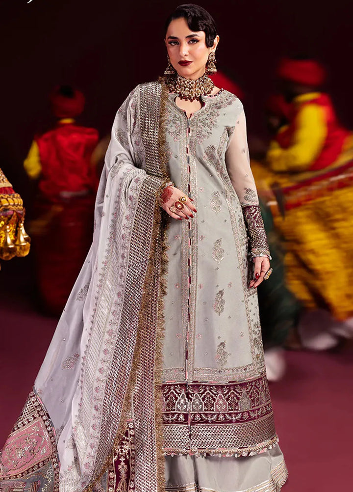 Asim Jofa Embroidered Net Suits Unstitched 3 Piece AJ24M AJMV-07 - Luxury Collection
