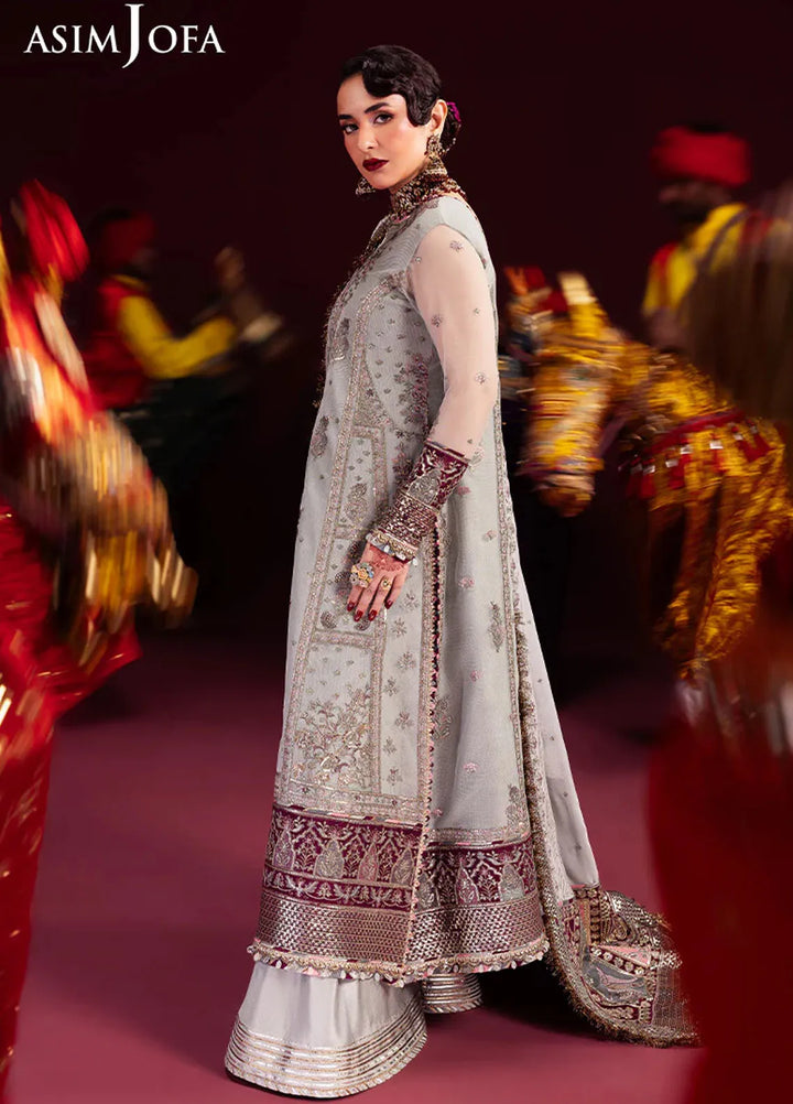Asim Jofa Embroidered Net Suits Unstitched 3 Piece AJ24M AJMV-07 - Luxury Collection