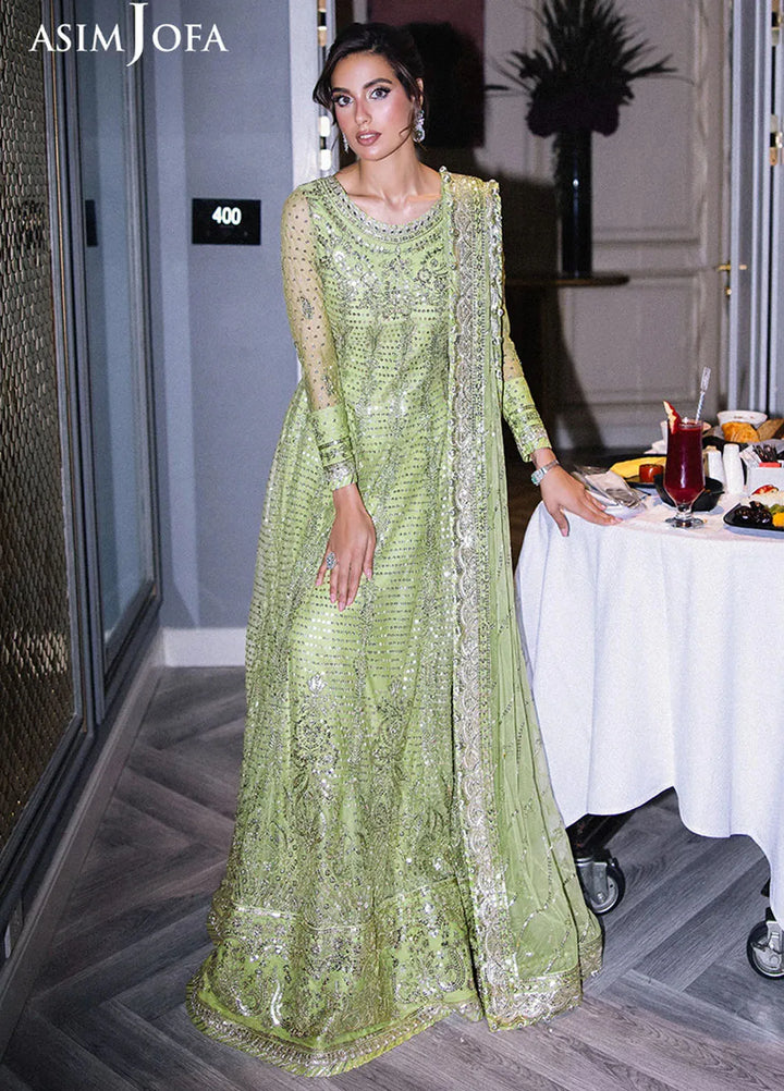 Asim Jofa Embroidered Net Suits Unstitched 3 Piece AJ25F AJFF-04 - Festive Collection