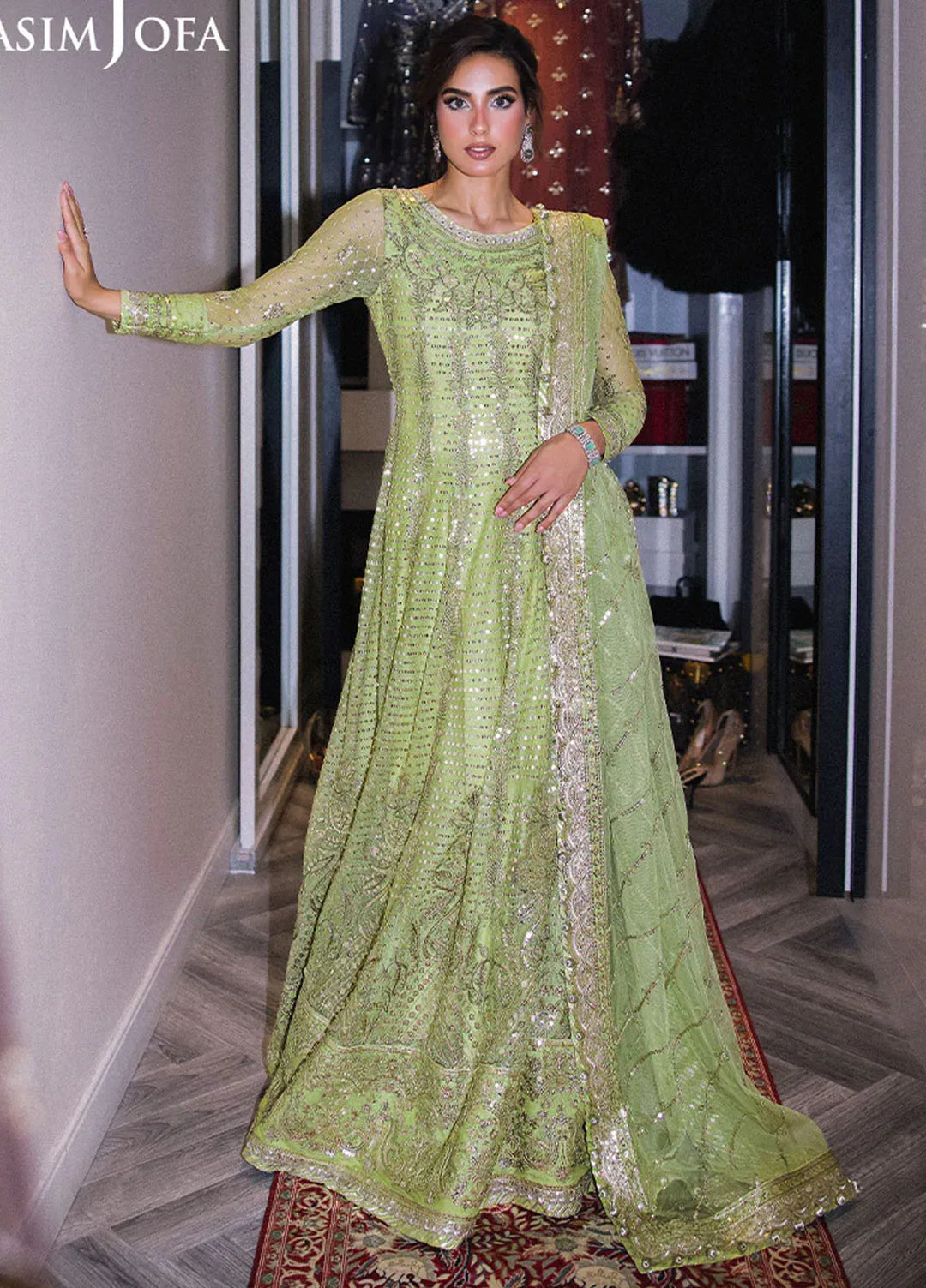 Asim Jofa Embroidered Net Suits Unstitched 3 Piece AJ25F AJFF-04 - Festive Collection