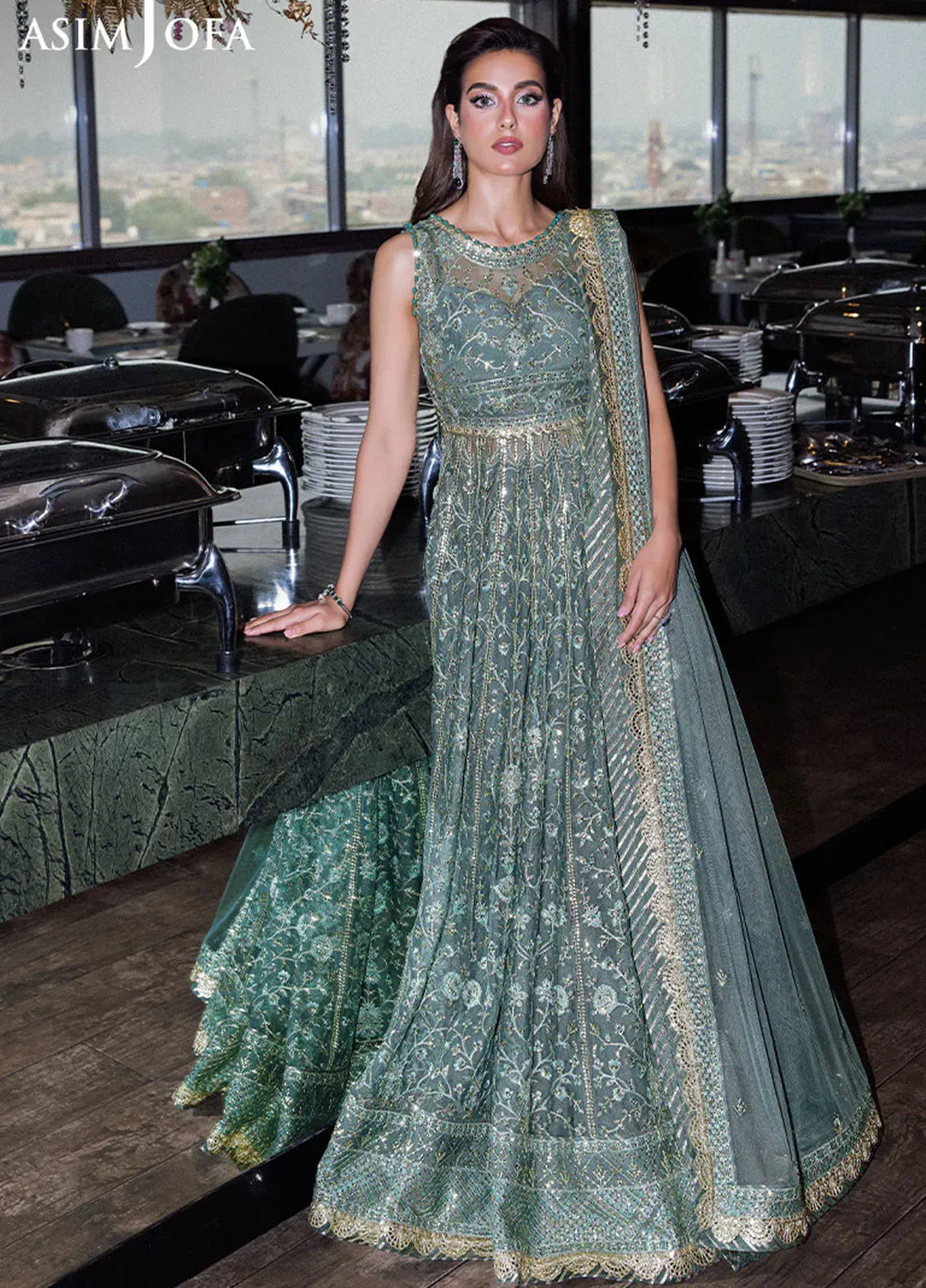 Asim Jofa Embroidered Net Suits Unstitched 3 Piece AJ25F AJFF-06 - Festive Collection