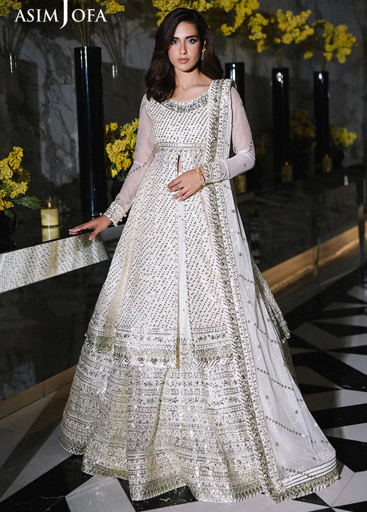 Asim Jofa Embroidered Net Suits Unstitched 3 Piece AJ25F AJFF-09 - Festive Collection