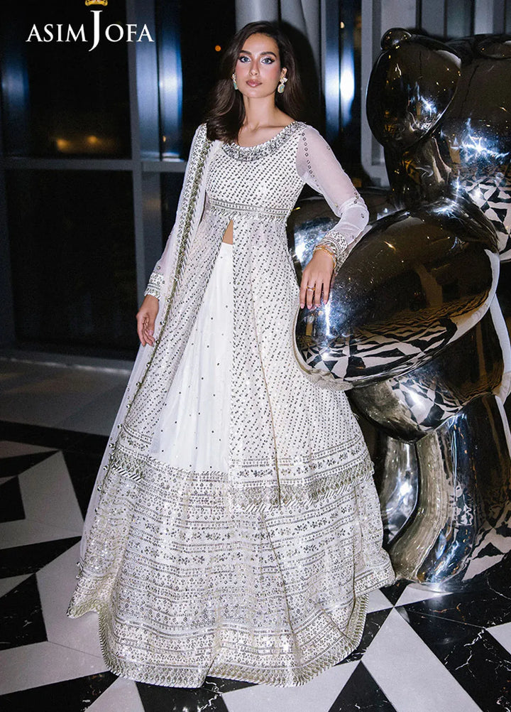 Asim Jofa Embroidered Net Suits Unstitched 3 Piece AJ25F AJFF-09 - Festive Collection