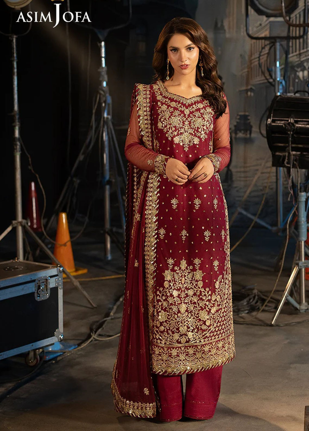 Asim Jofa Embroidered Net Suits Unstitched 3 Piece AJ25LD AJLLF-01 - Festive Collection