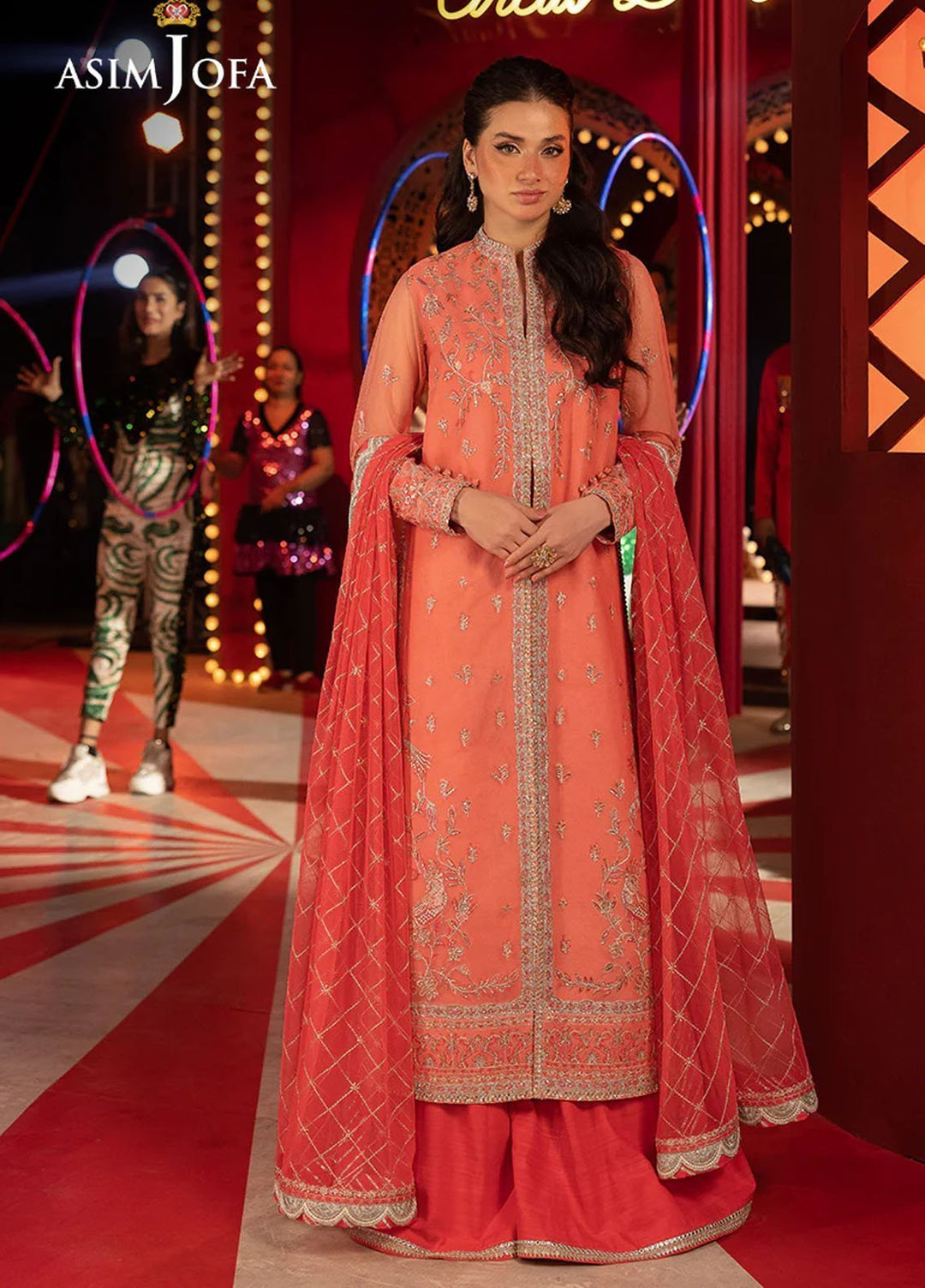 Asim Jofa Embroidered Net Suits Unstitched 3 Piece AJ25LD AJLLF-13 - Festive Collection