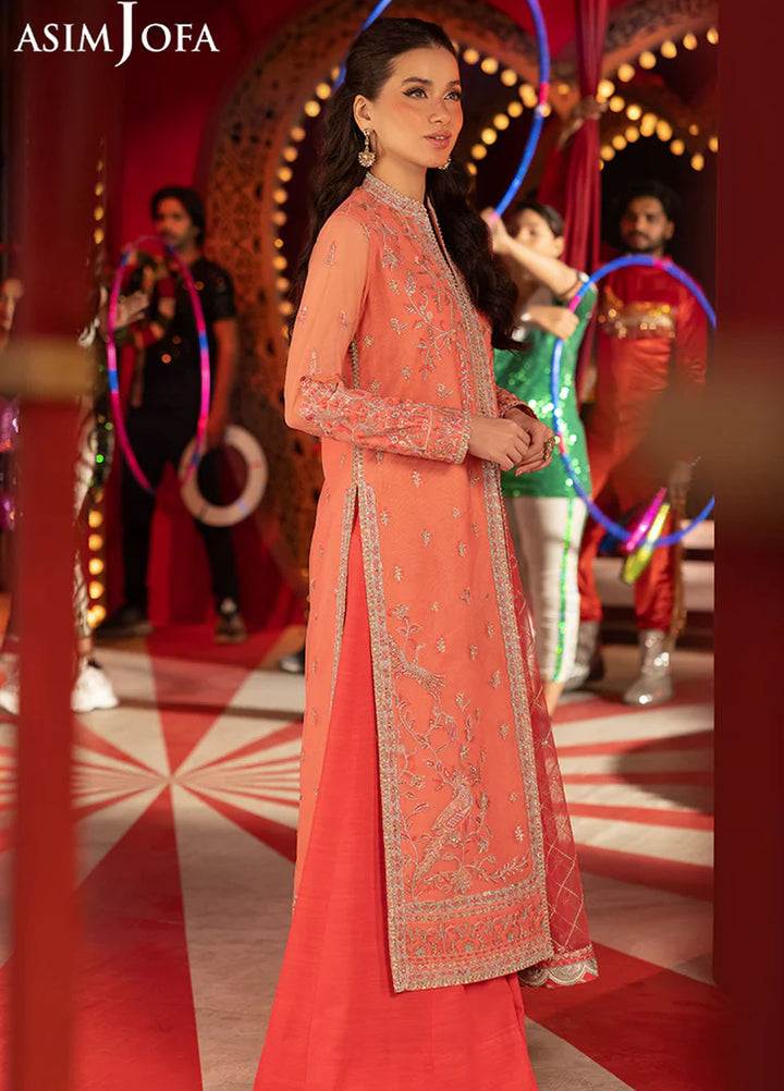 Asim Jofa Embroidered Net Suits Unstitched 3 Piece AJ25LD AJLLF-13 - Festive Collection