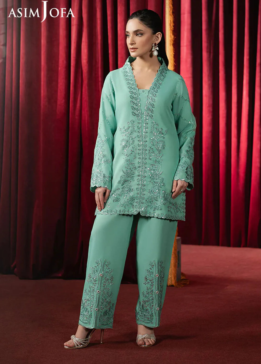Asim Jofa Embroidered Organza Suits Unstitched 2 Piece AJ25PF AJPF-11 - Festive Collection