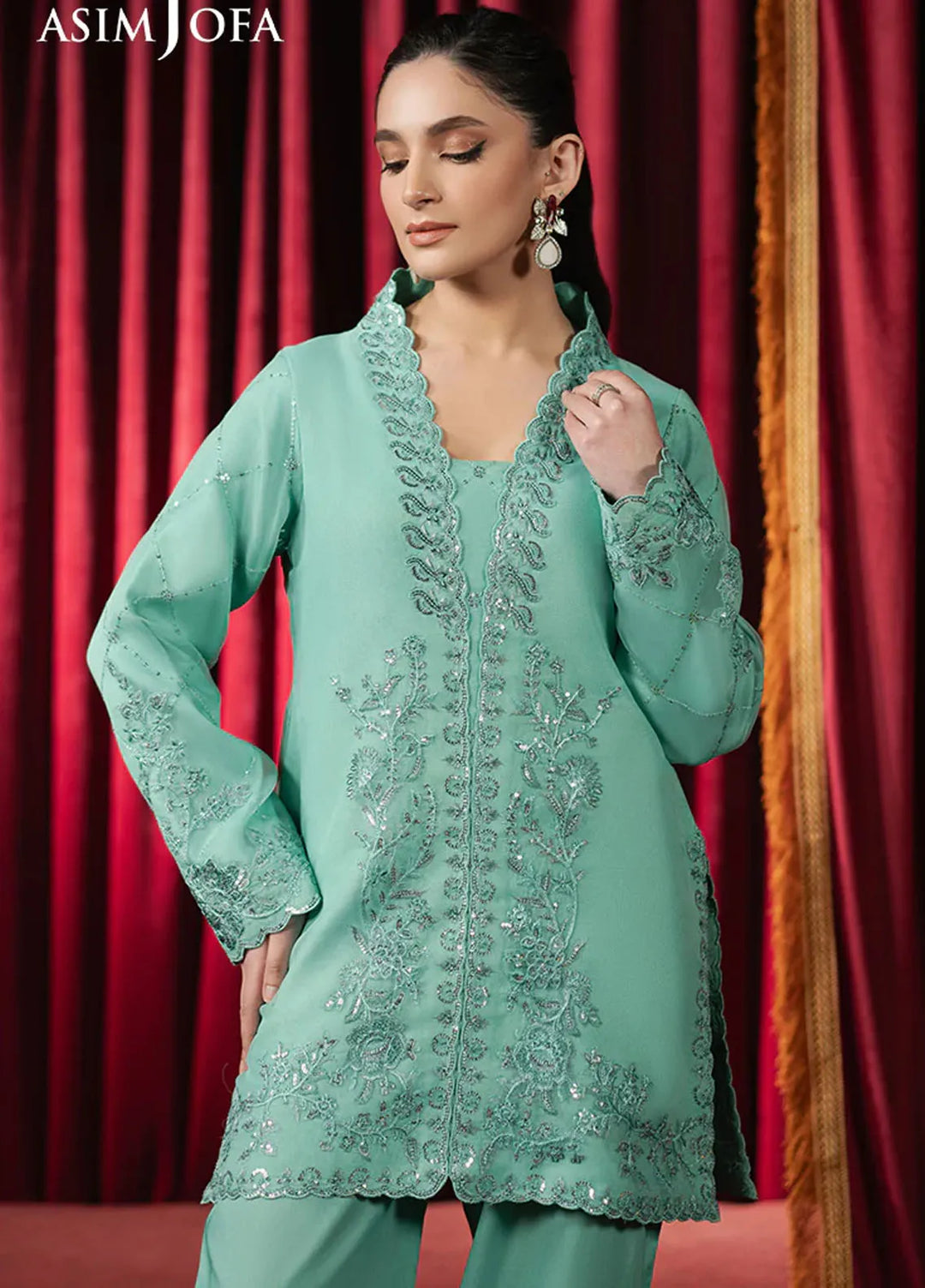 Asim Jofa Embroidered Organza Suits Unstitched 3 Piece AJ21J AJFC-42 - Festive Collection