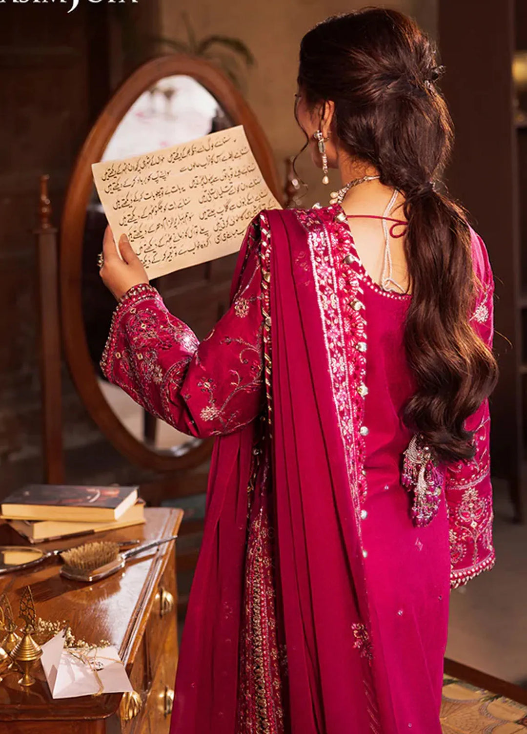 Asim Jofa Embroidered Paper Cotton Unstitched Suit 3 Piece AJ24CE AJCE-09 - Formal Collection