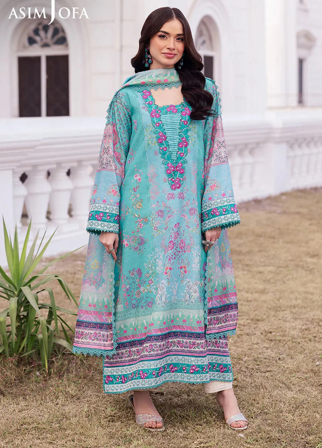 Asim Jofa Embroidered Raw Silk Suits Unstitched 3 Piece AJ25CS AJRS-04 - Formal Collection