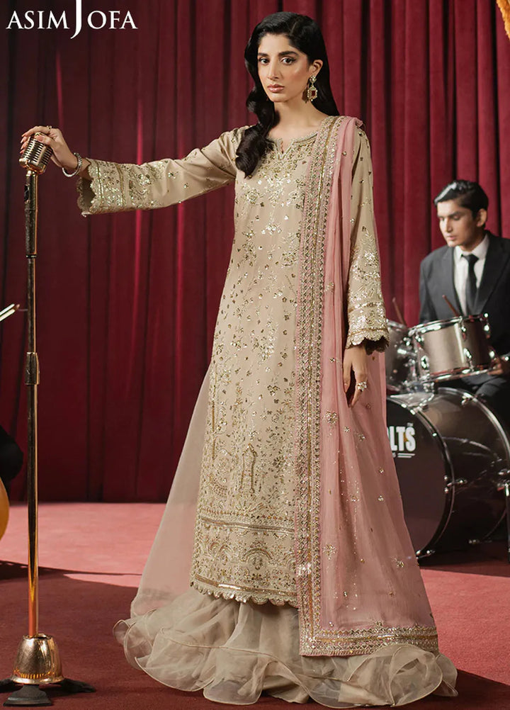 Asim Jofa Embroidered Raw Silk Suits Unstitched 3 Piece AJ25PF AJPF-24 - Festive Collection