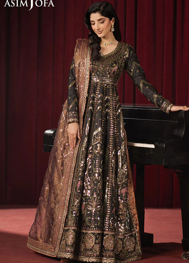 Asim Jofa Embroidered Shimmer Silk Suits Unstitched 3 Piece AJ25PF AJPF-38 - Festive Collection